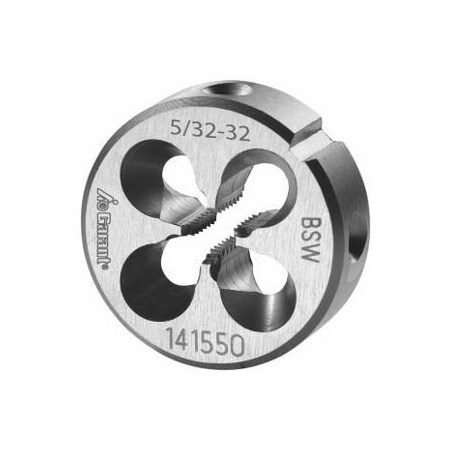 Garant 5/32in-32 HSS Round Die, for Whitworth Threads to BSW Standards, Closed/Pre-Slit Form 141550 W5/32